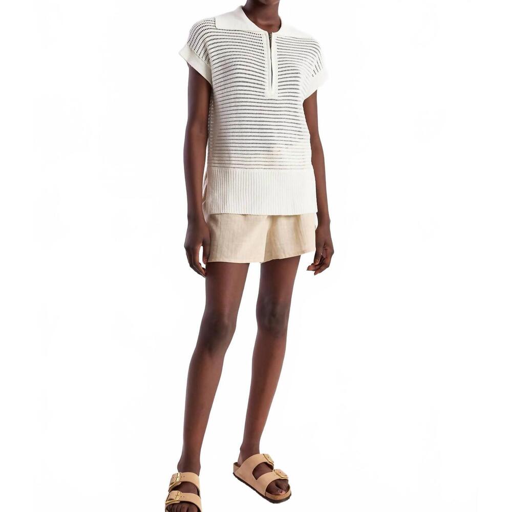 NEW WISPR mixed gauge collar top in ivory